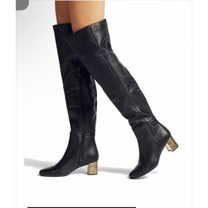 Kurt Geiger Mayfair 55 Black Leather High Leg Boots US: 9.5